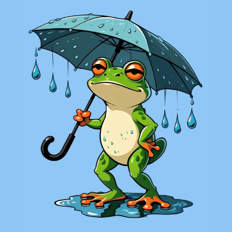 Regenfrosch mit Schirm