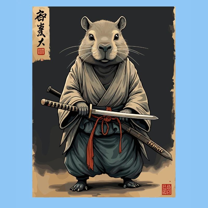 Cappibara-Samurai mit Katana