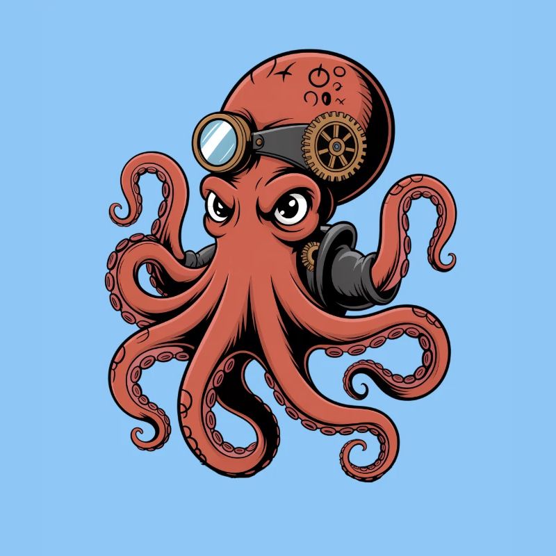Oktopus Im Steampunk Stil Mit Monokel