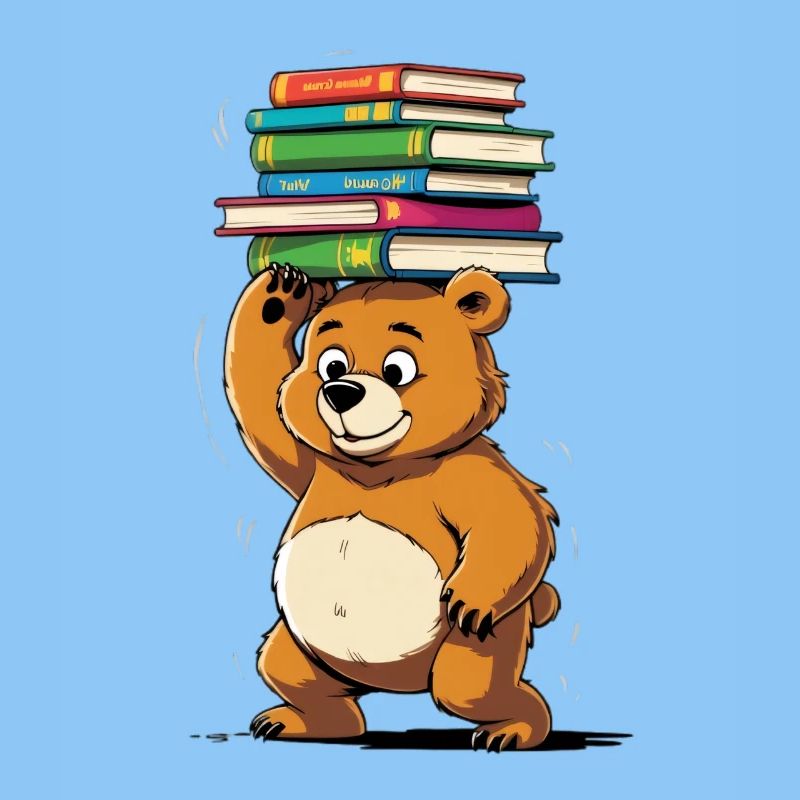 Lernbär mit Bücherstapeln