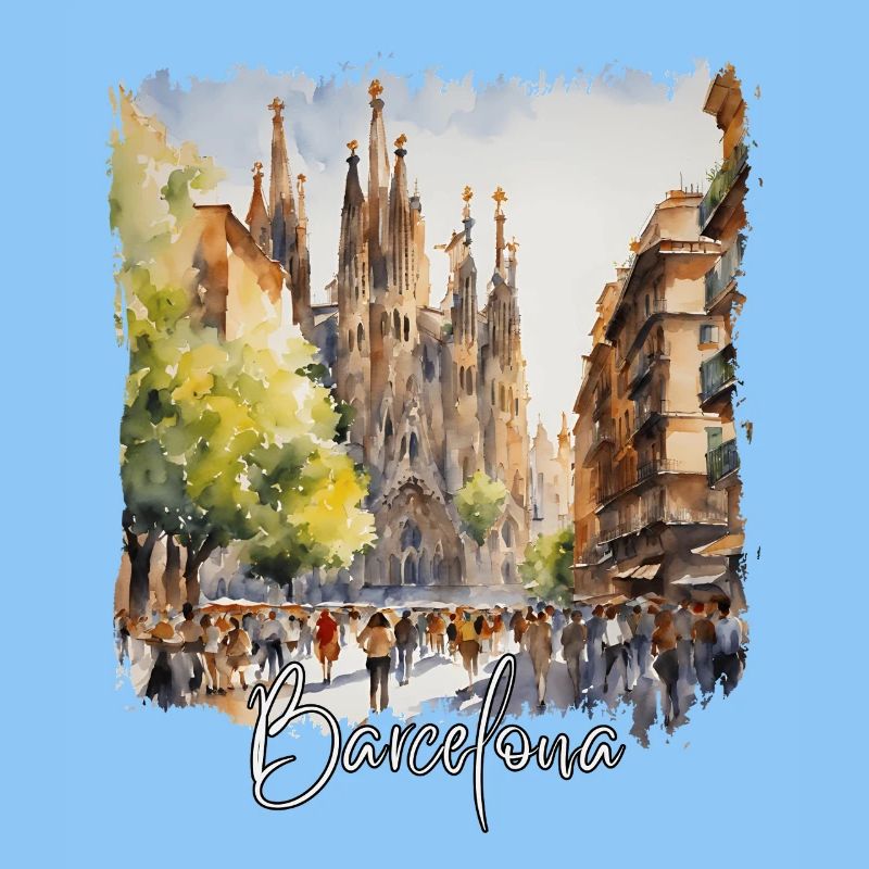 Aquarelle de Barcelone, Barcelone, Espagne