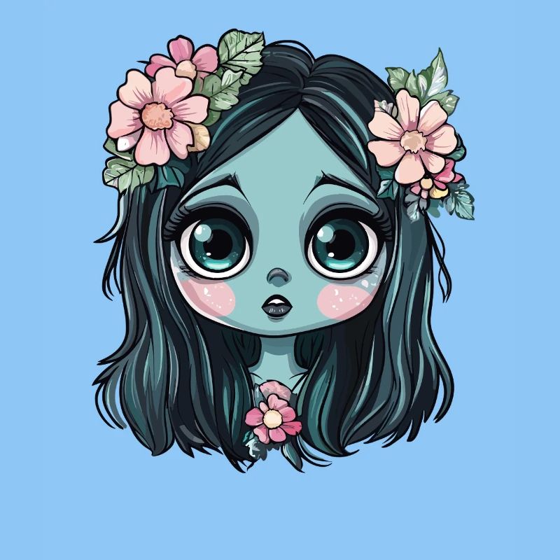 Blue flower girl with crown