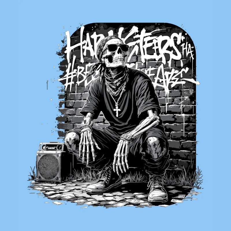 Skelett Graffiti mit Boombox