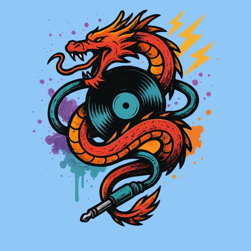 Music Dragon with Vinyl Record Flash and Jack