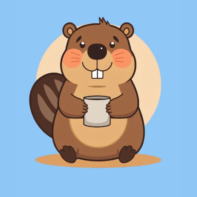 Liebenswerter Biber mit Tasse