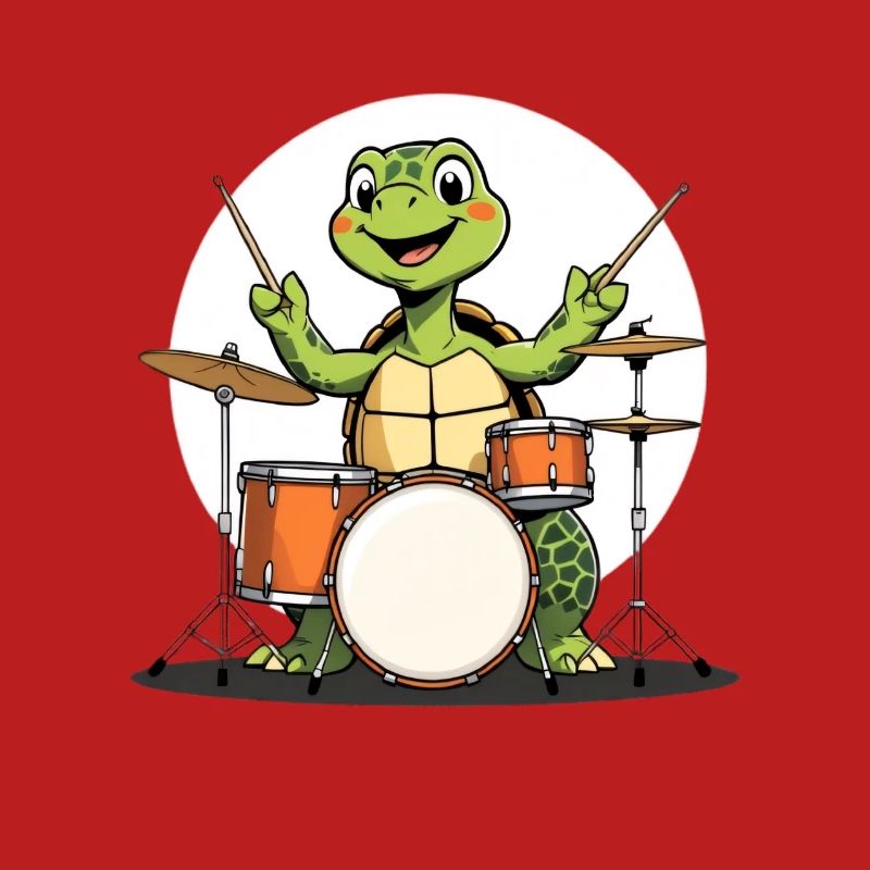 Schildkroete am Drumset