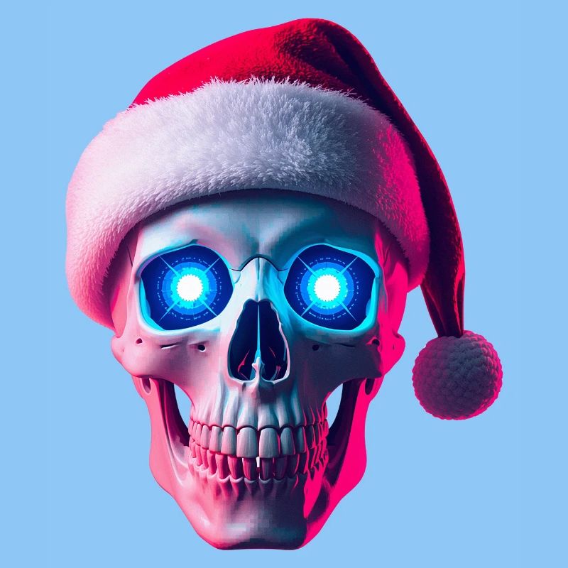 Neon-Schädel-Weihnachtsmann