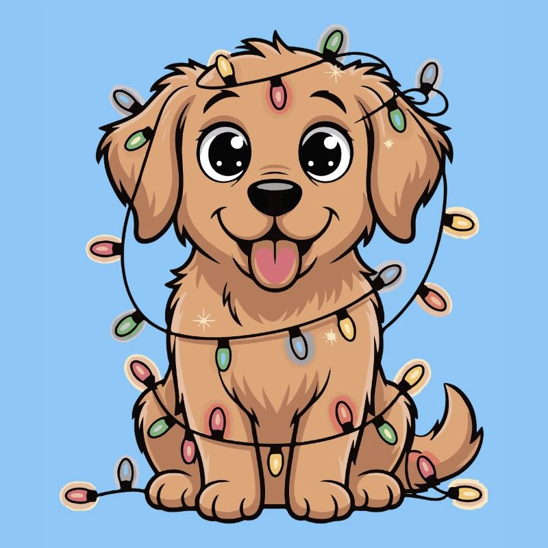 Lustiger Hund mit Lichterkette