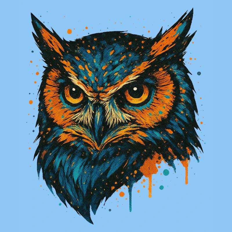Colored Owl Head Splash Art