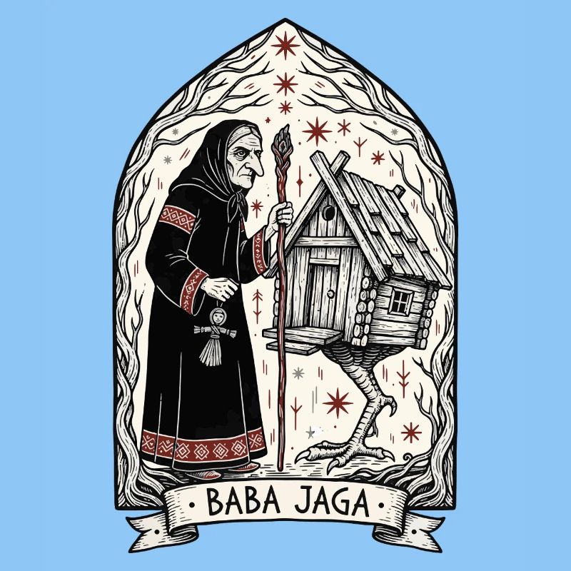 Baba Yaga Dark Slavic Witch Folk Art