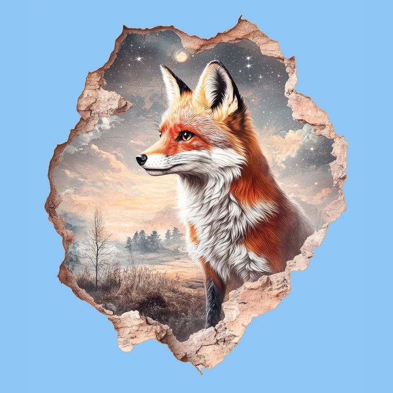 Fox and starry sky