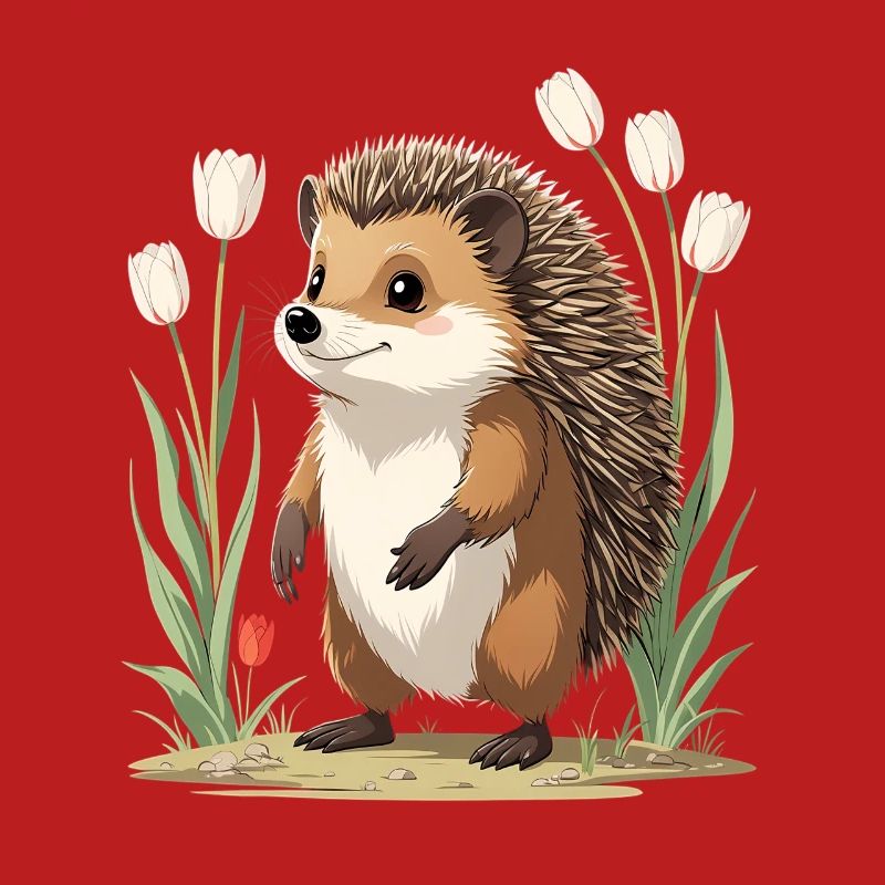 Igel im Tulpenbeet