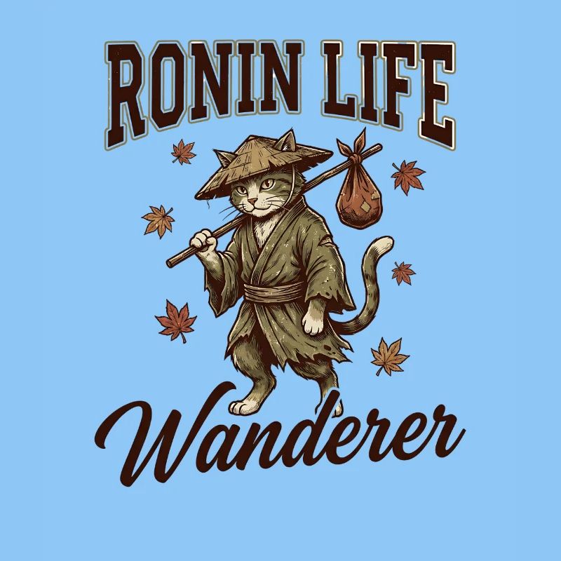 Ronin Life Wanderer Chat Samouraï Japonais Ukiyo-e
