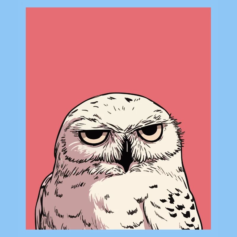 Grumpy Owl Illustration – Urteilende Tierkunst De