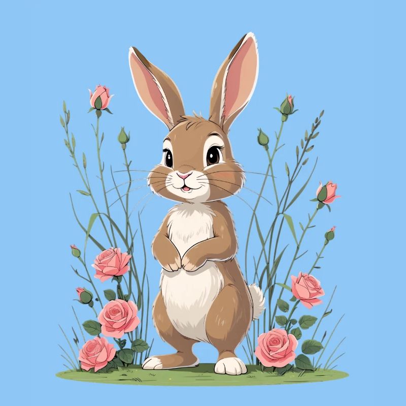 Hase im Rosengarten