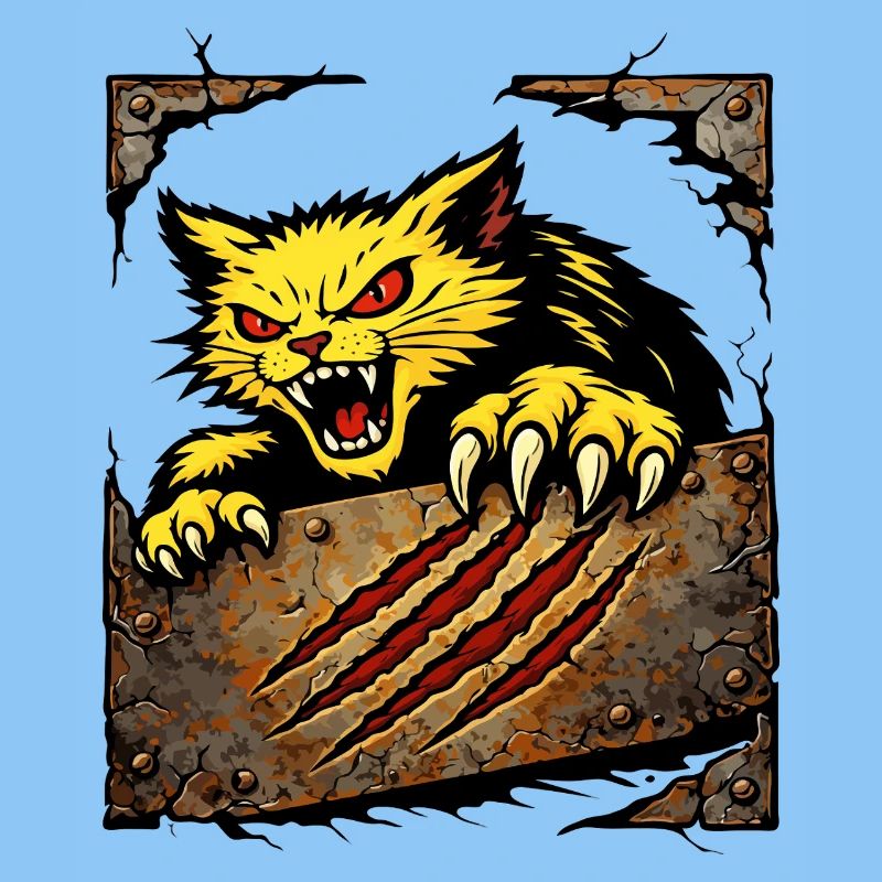 Illustration des wilden Katzenkratzangriffs