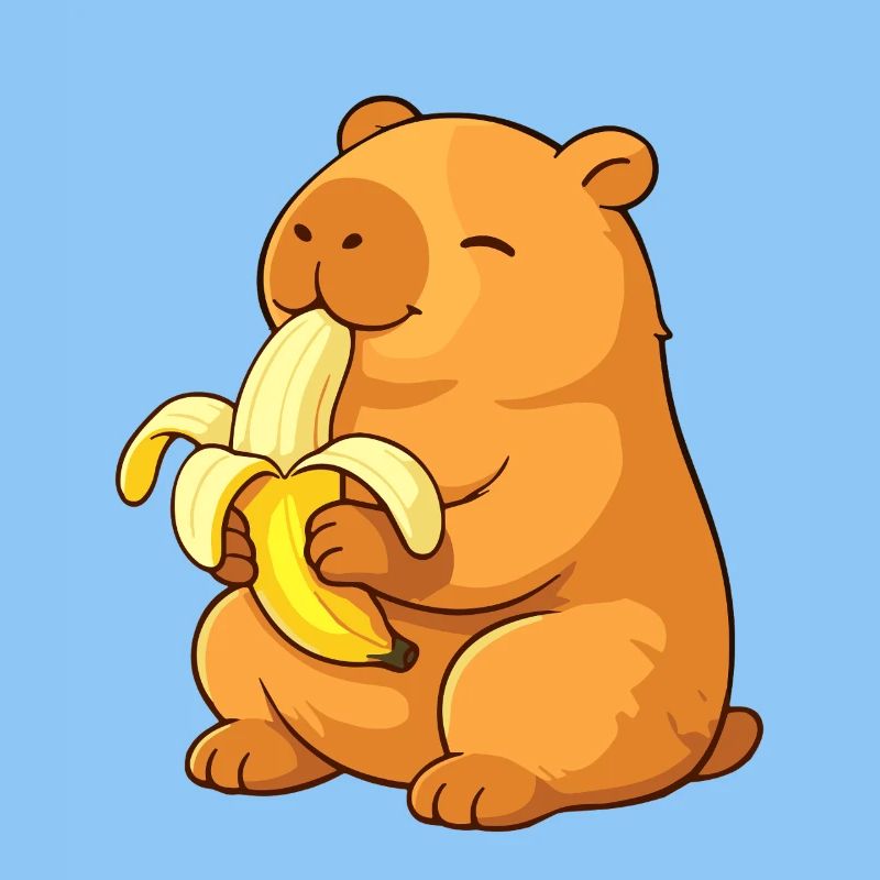 Capybara souriant mangeant une banane