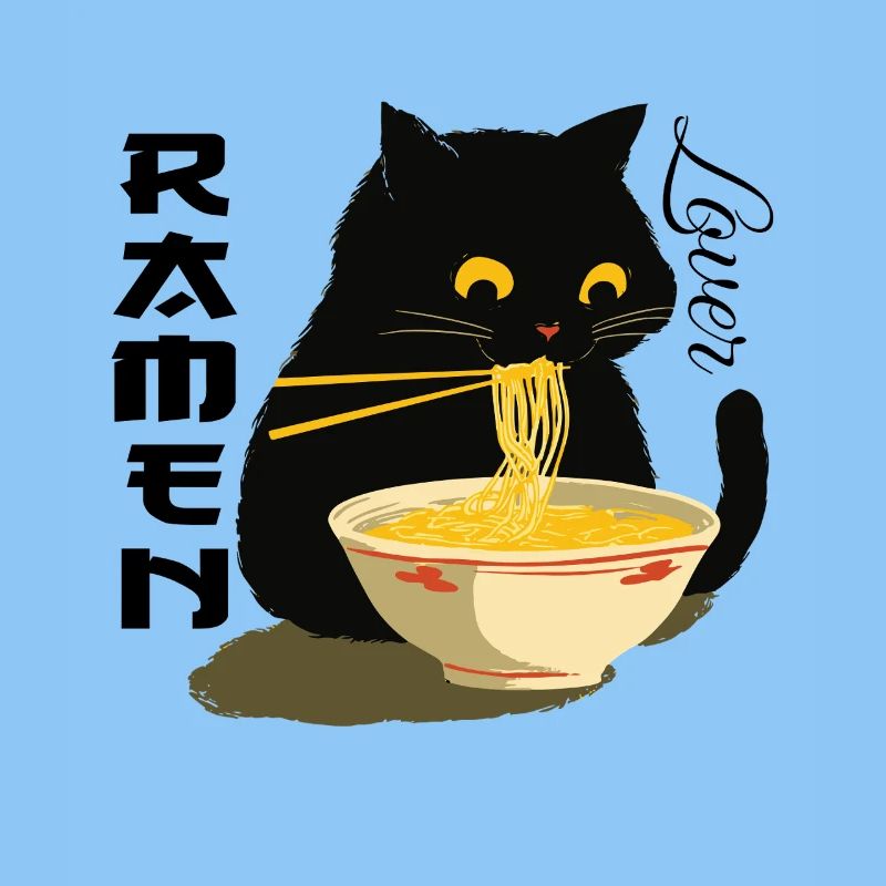 Ramen Lover - Black Cat with Noodles