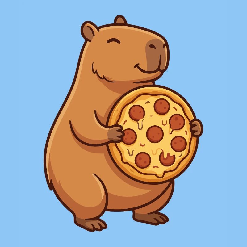 Capybara mit Pizza 