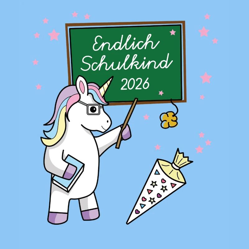 Endlich Schulkind 2026 Einschulung Schule Einhorn