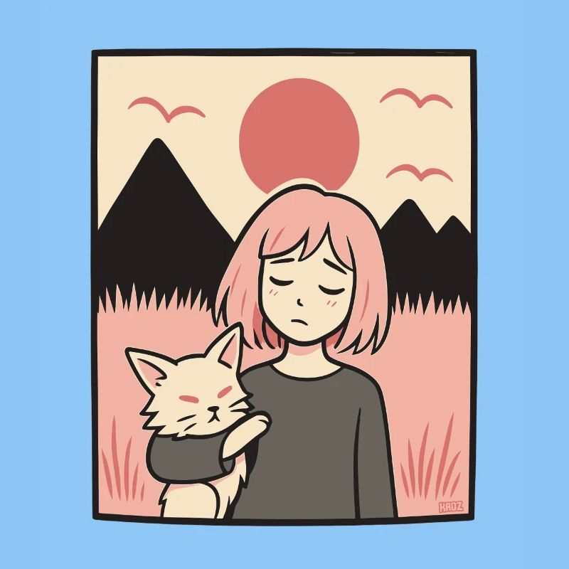 Mädchen mit Katze Team