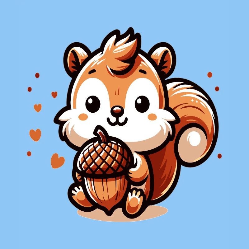 Süßes Eichhörnchen mit Herz-Eichel