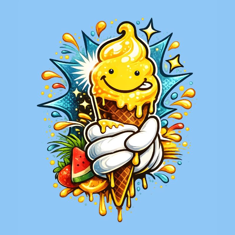 Fröhliche Schmelzende Eiscreme Illustration