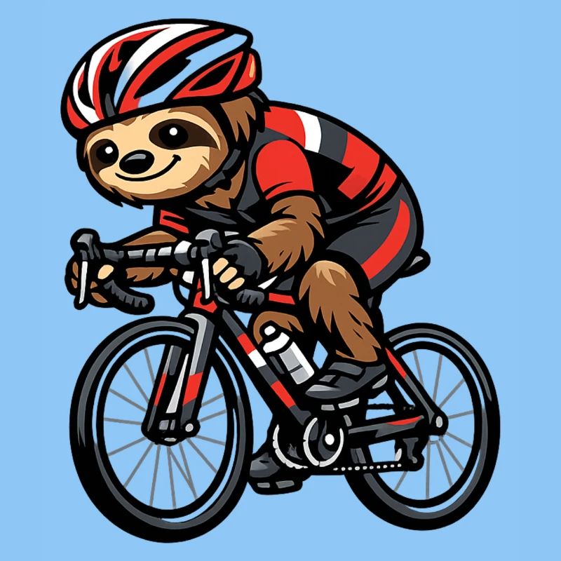 Rennrad-Sloth mit Helm