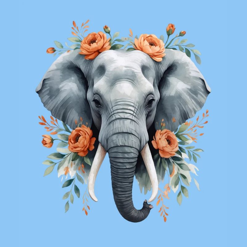 Éléphant avec une couronne de fleurs