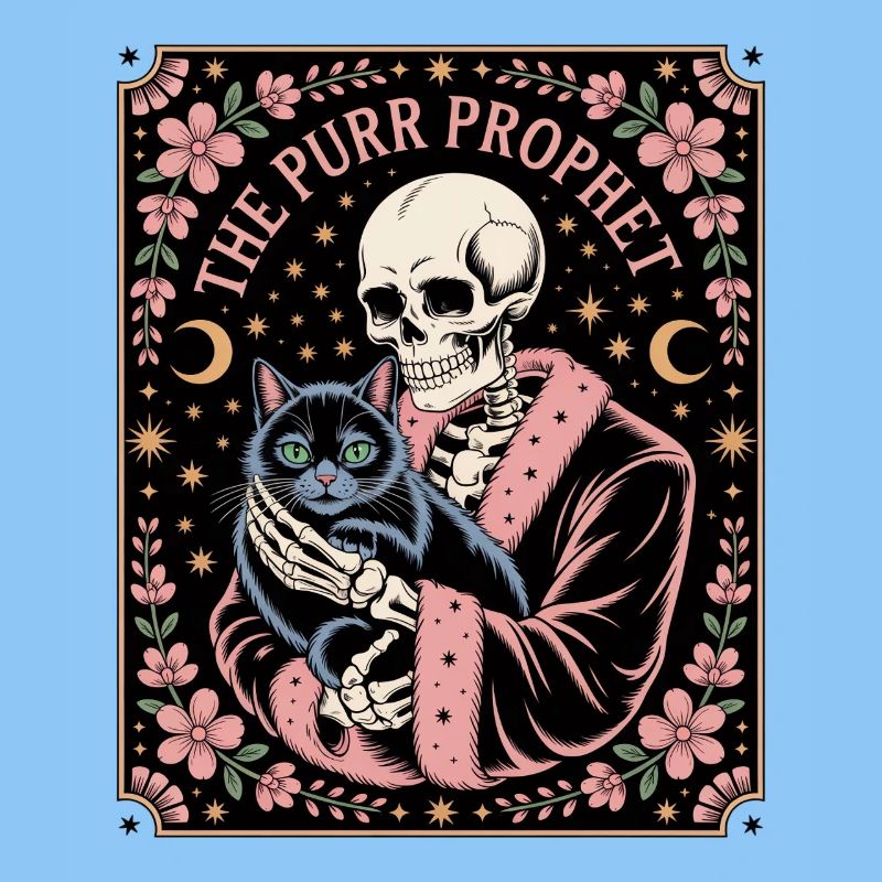 The Purr Prophet Skeleton with Black Cat
