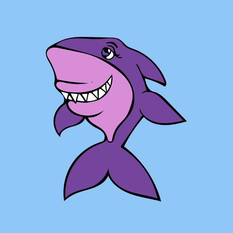 Sourire de dessin animé du requin violet
