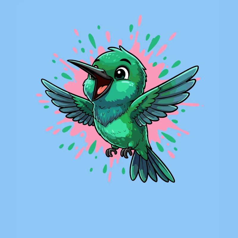 Farbenfroher Kolibri mit Farbsplash