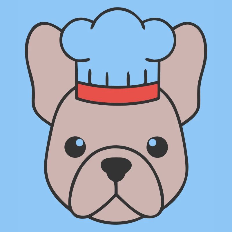 Frenchie Chef Hat Head Logo