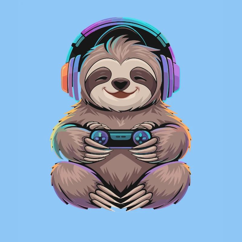  Faultier Gamer Mit Controller Und Bunter