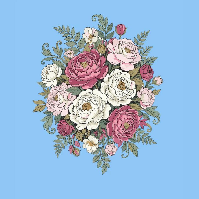 Vintage Rose Bouquet Pink White