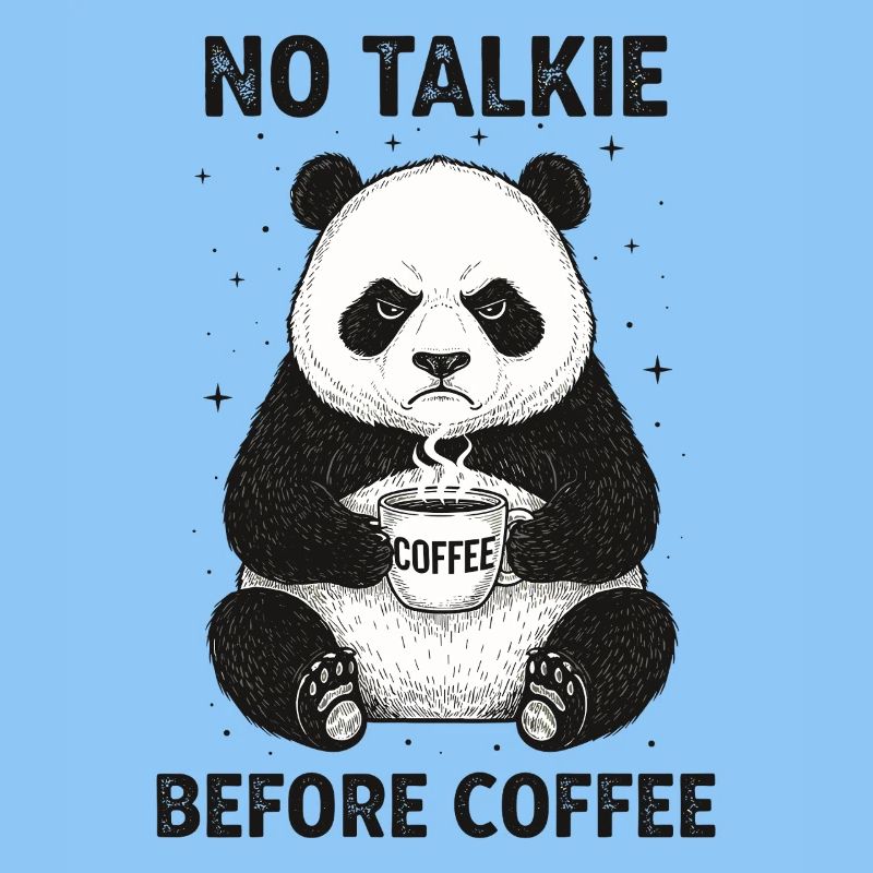 Pas de conversation devant un panda amateur de café