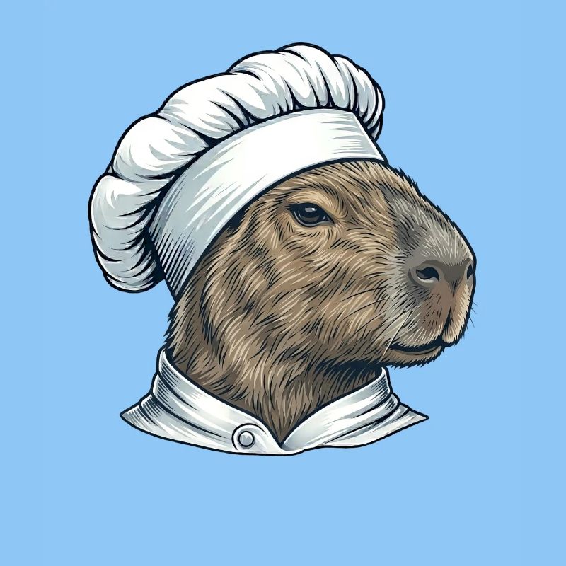 Motif de dessin animé de chef capybara