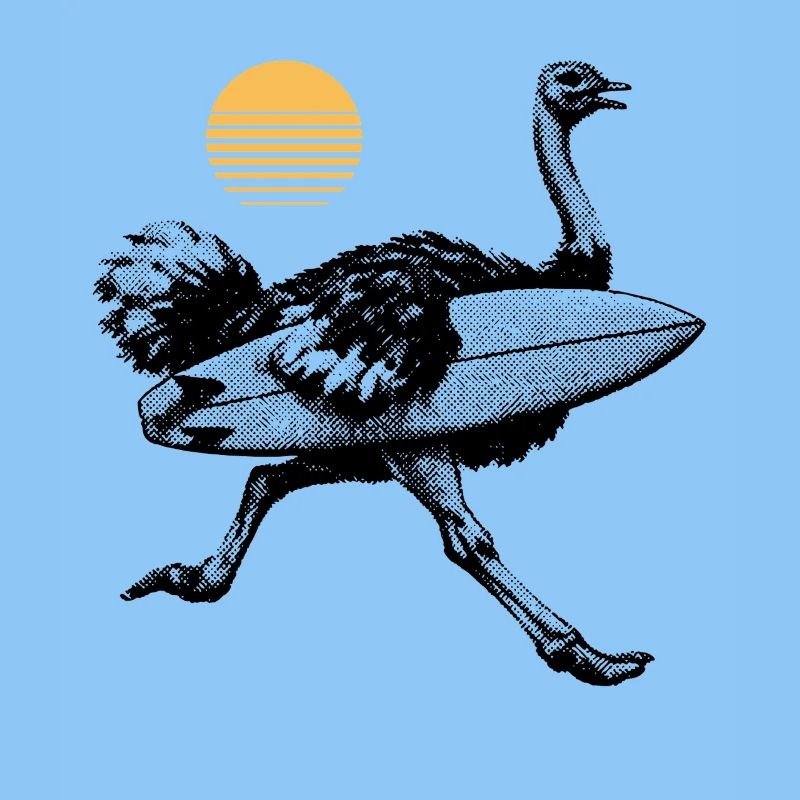 Strauß mit Surfbrett
