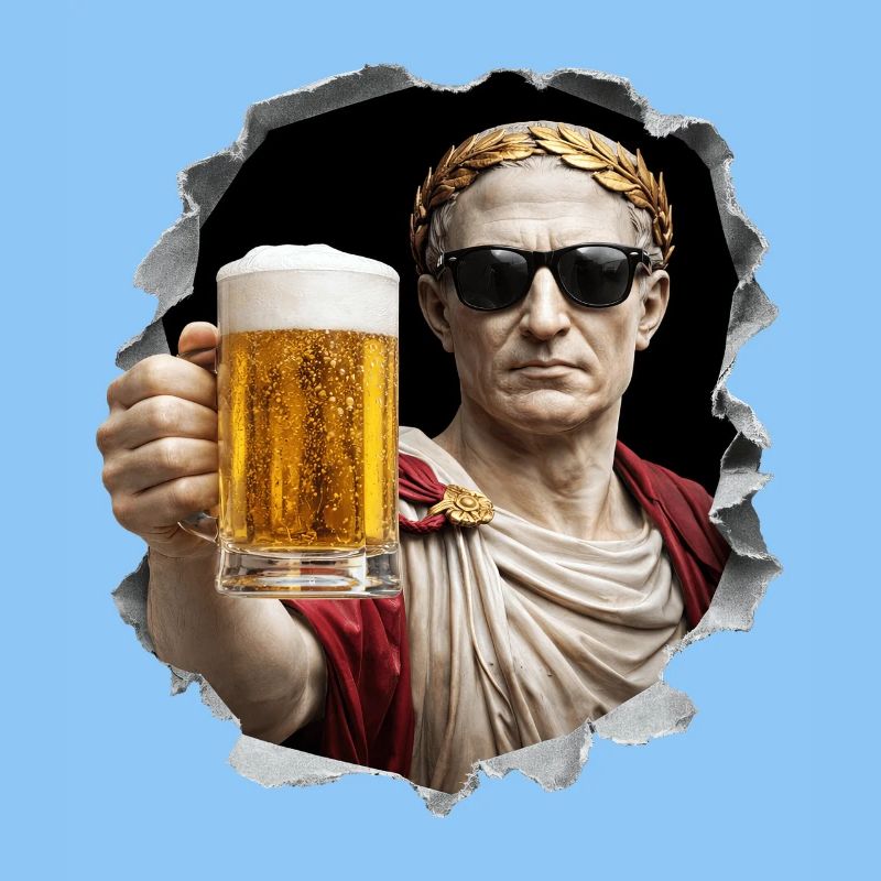  Caesar mit Bier und Sonnenbrille
