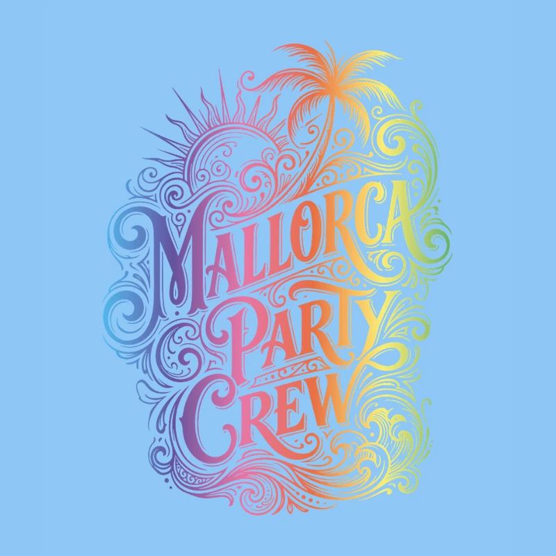 Mallorca Party Crew Bunt Spruch