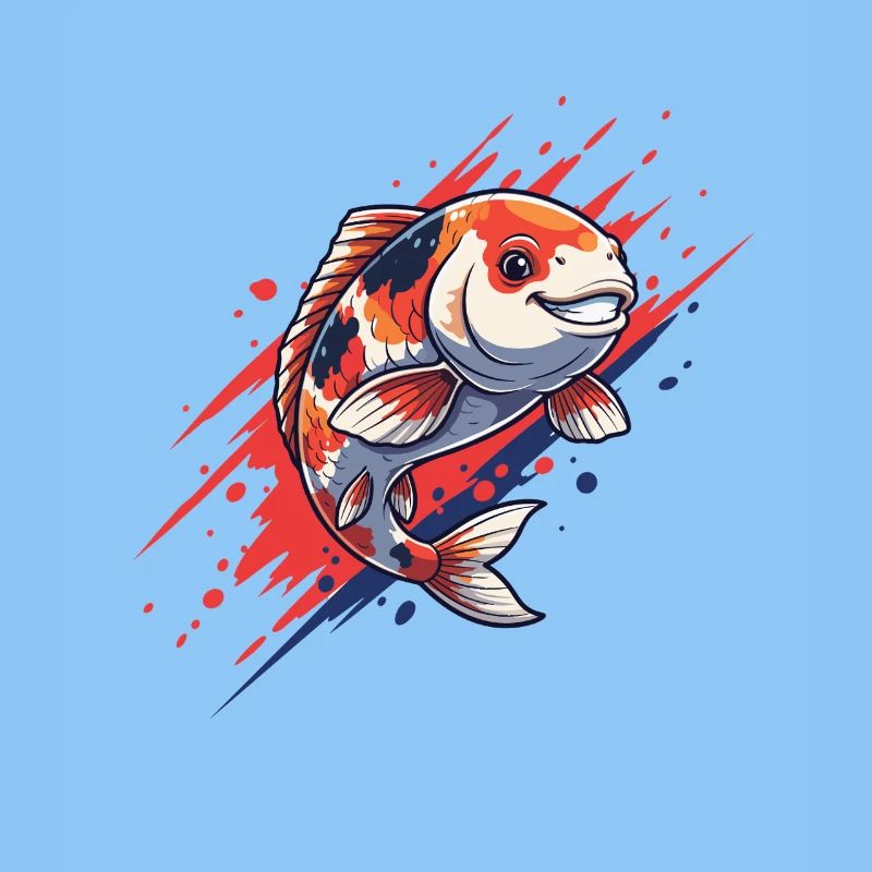 Style rouge bleu Koi-Splash