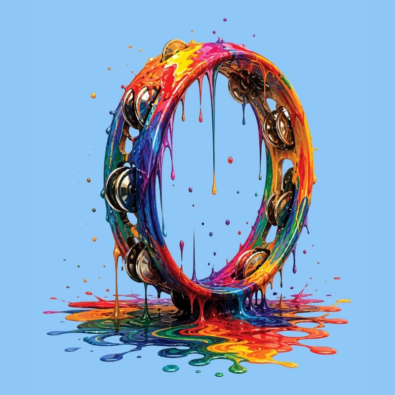 Tambourine with dripping paint