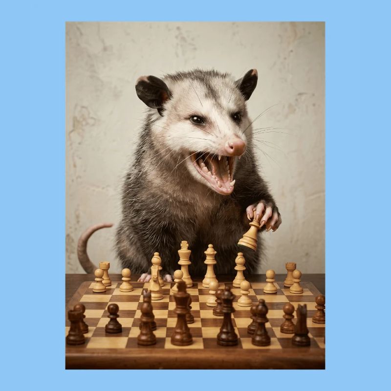 Opossum spielt Schach