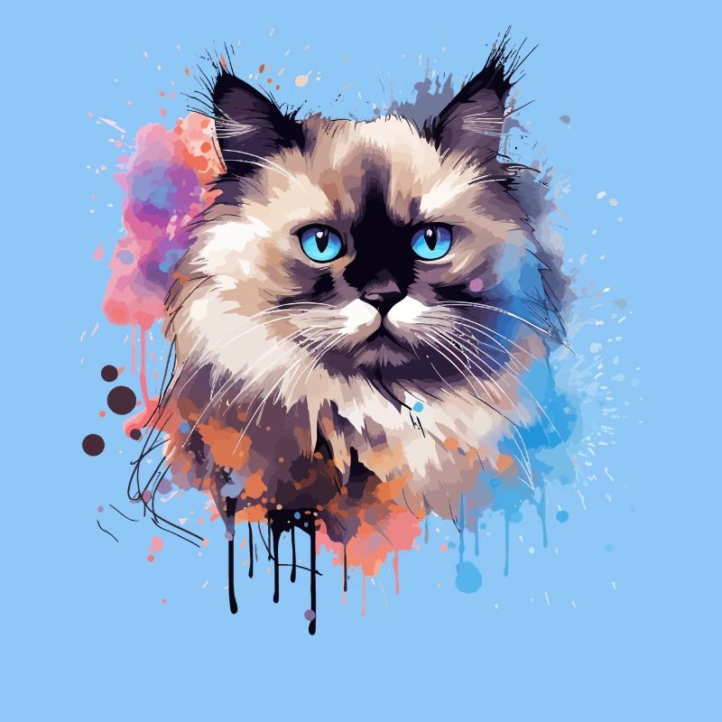 Splash Art Birman-Katzengesicht bunt