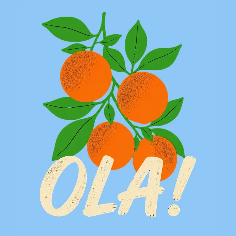 Salutations de Noël des plantes d’orange rétro d’Olá