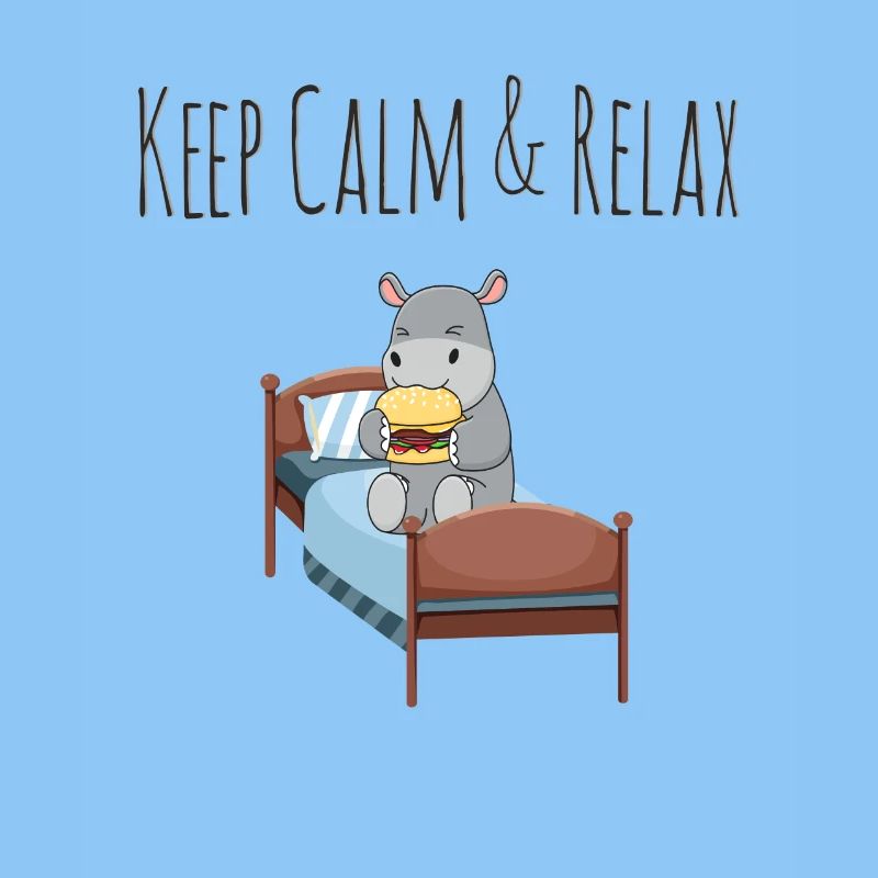 Keep Calm & Relax Sweet Hippo with Burger