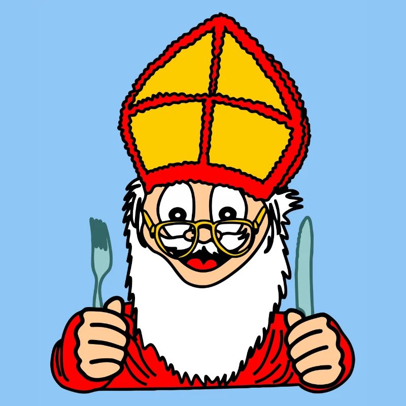 Sinterklaas avec couteau et fourchette