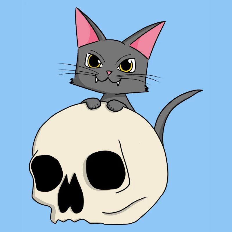 Katzenkopf mit Schädel-Design