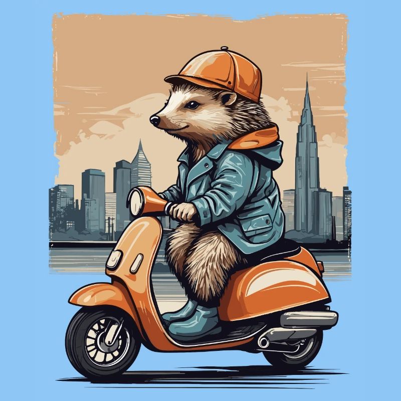 Hérisson mignon sur scooter