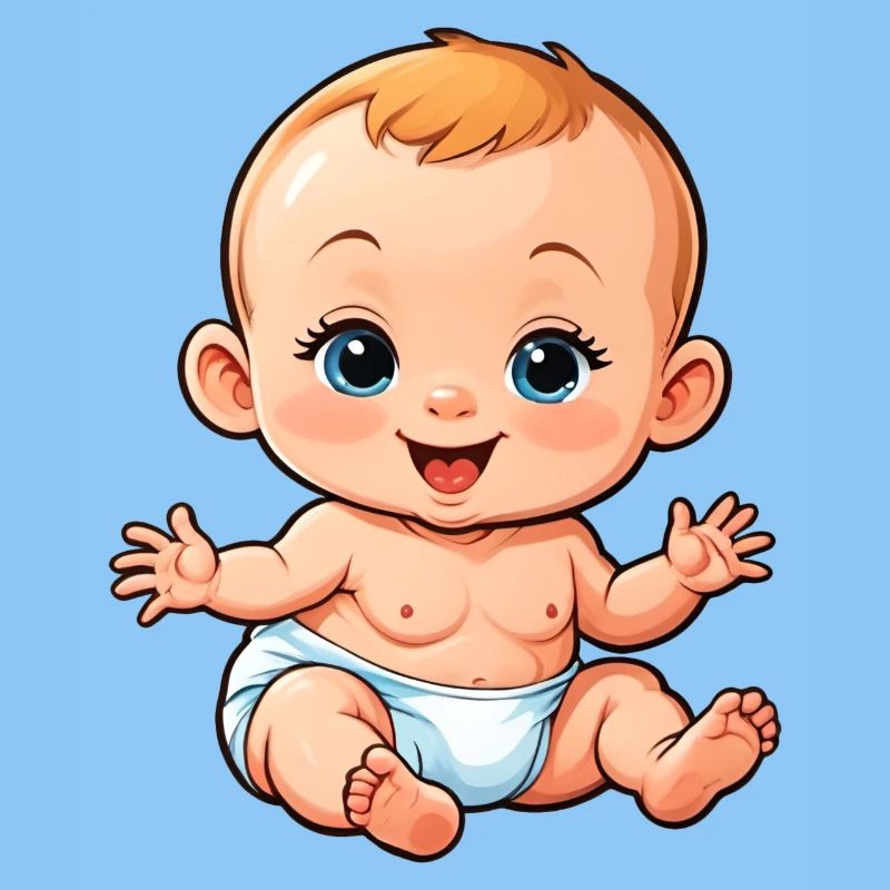 Bébé de dessin animé mignon et heureux